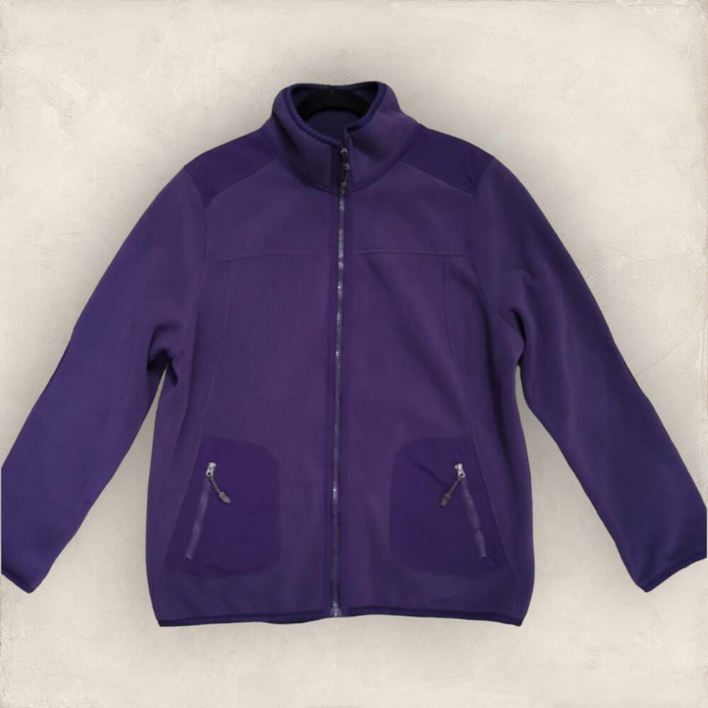 Green Tea Retro Purple Plum Zippered Fleece Cozy Jacket